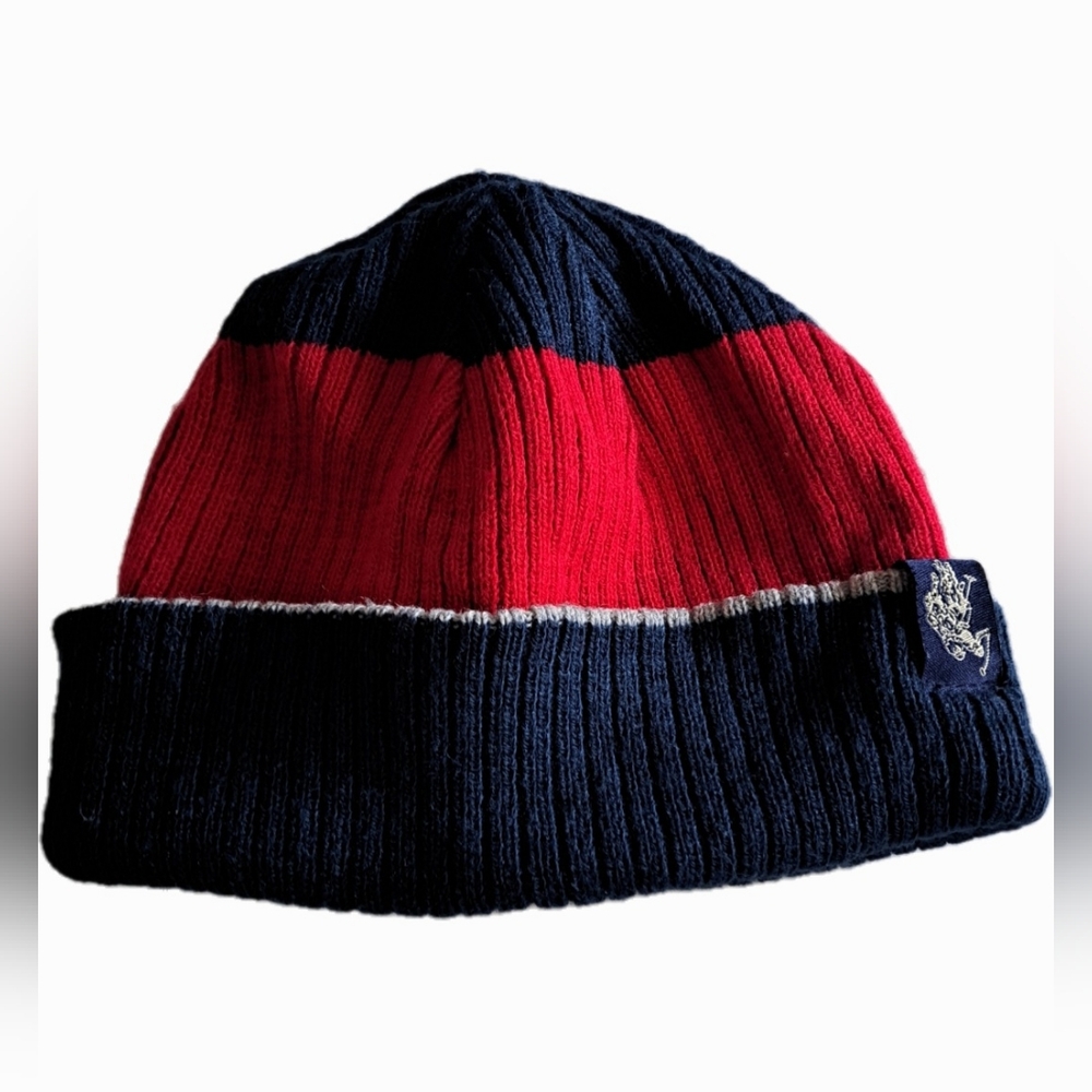 Ralph Lauren Multicolored Striped Beanie Hat Blue Red Gray Silver Kid's O/S NWOT